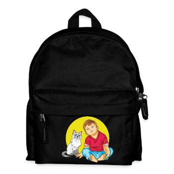 Boy is talking to a Siamese cat - Kids' Backpack - black - Front