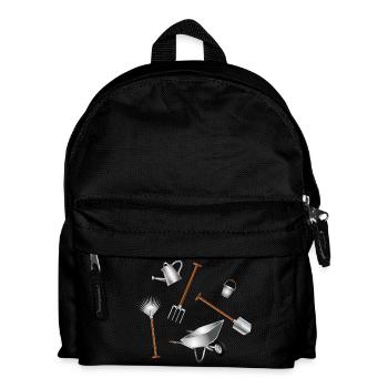 Klassische Gartenwerkzeuge Set Illustration - Kinder Rucksack - Schwarz - Vorne