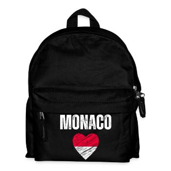 Ich liebe Monaco, die Flagge von Monaco - Kinder Rucksack - Schwarz - Vorne