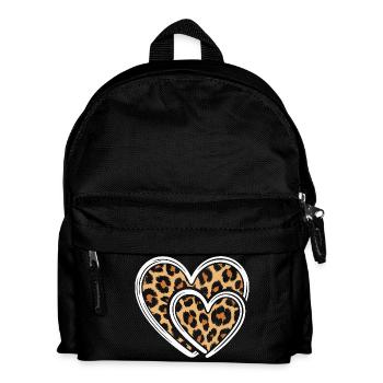 Coeur avec imprimé léopard - Sac à dos Enfant - noir - Devant