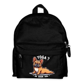 Dog Yoga Bulldog Pose - Kids' Backpack - black - Front