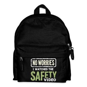 Kein Stress Sicherheitsvideo Meme - Kinder Rucksack - Schwarz - Vorne