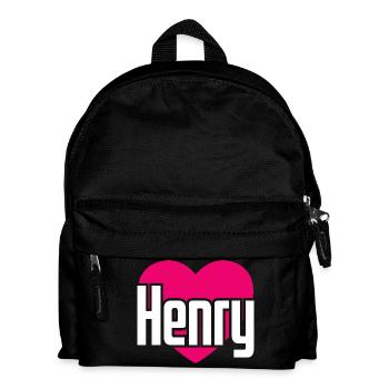 I Love Henry Pinkes Herz Ich liebe Henry - Kinder Rucksack - Schwarz - Vorne