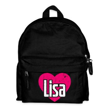 I Love Lisa Pinkes Herz Ich liebe Lisa - Kinder Rucksack - Schwarz - Vorne