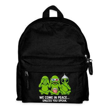 Alien Humor Shirt – We Come in Peace - Kinder Rucksack - Schwarz - Vorne