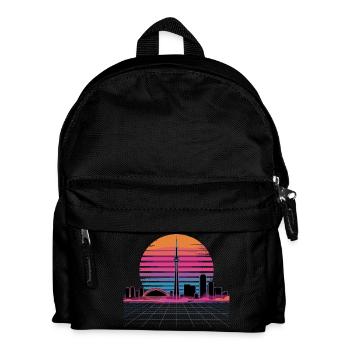 Coucher de soleil rétro Néon Skyline - Sac à dos Enfant - noir - Devant