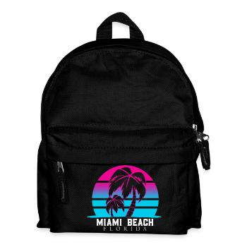 Miami Beach Palmen Neon - Kinder Rucksack - Schwarz - Vorne