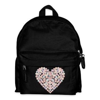 Pastel Flowers Heart Motif - Kids' Backpack - black - Front