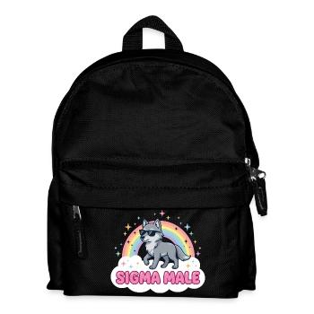 Loup mâle Sigma – Conception de mèmes drôles - Sac à dos Enfant - noir - Devant