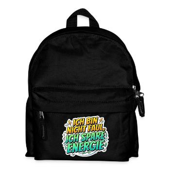 Ich bin nicht faul, ich spare Energie - Kinder Rucksack - Schwarz - Vorne
