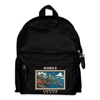 Norwegen Lofoten Vintage Reisemarke - Kinder Rucksack - Schwarz - Vorne