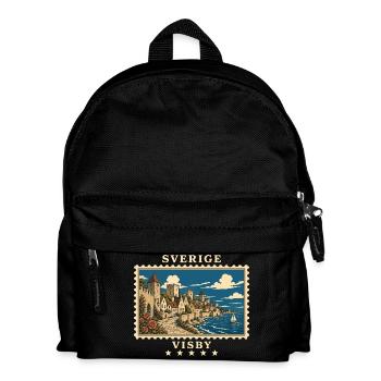 Schweden Visby Vintage Reisemarke - Kinder Rucksack - Schwarz - Vorne