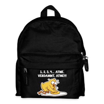 Küken rettet Spiegelei – Atme Spruch - Kinder Rucksack - Schwarz - Vorne