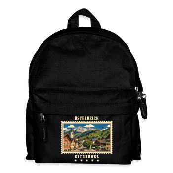 Österreich Kitzbühel Vintage Reisemarke - Kinder Rucksack - Schwarz - Vorne