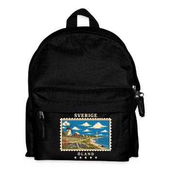 Schweden Öland Vintage Reisemarke - Kinder Rucksack - Schwarz - Vorne