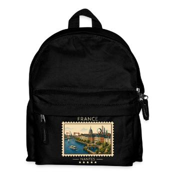 Frankreich Nantes Vintage Reisemarke - Kinder Rucksack - Schwarz - Vorne