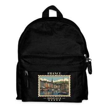 Frankreich Honfleur Vintage Reisemarke - Kinder Rucksack - Schwarz - Vorne