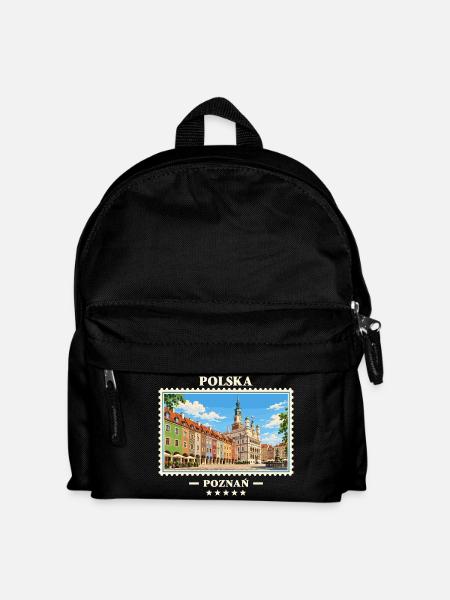 Polska Poznań Vintage Reisemarke - Kinder Rucksack - Schwarz