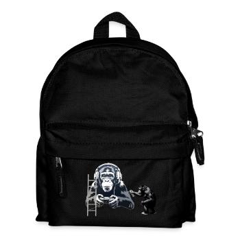GRAFFITI BANKSY STYLE - CHIMP PLAYING COMPUTER GAM - Kids' Backpack - black - Front