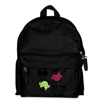 66. Geburtstag - Eulen "na und" - Kinder Rucksack - Schwarz - Vorne