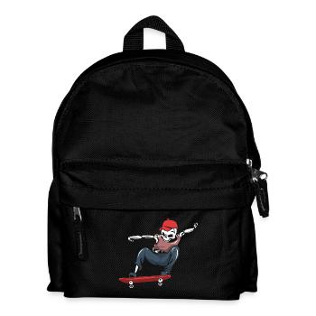 Skater Skateboard Skelett Skating Geschenk - Kinder Rucksack - Schwarz - Vorne