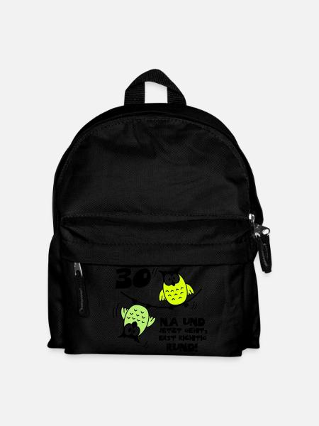 Geburtstag 30, Eulen am Drahtseil, rund - Kinder Rucksack - Schwarz
