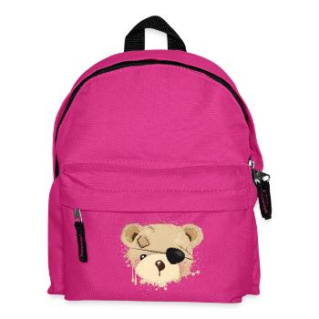 niedliches Piraten Teddy Graffiti mit Augenklappe - Kinder Rucksack - Fuchsia - Vorne