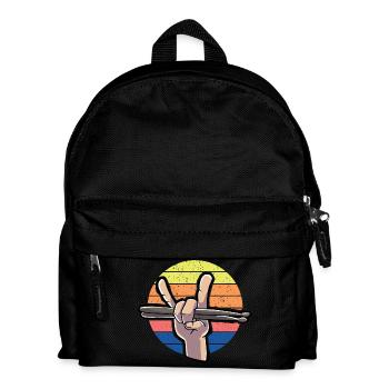 Drumstick Trommeln Schlagzeuger Vintage - Kinder Rucksack - Schwarz - Vorne