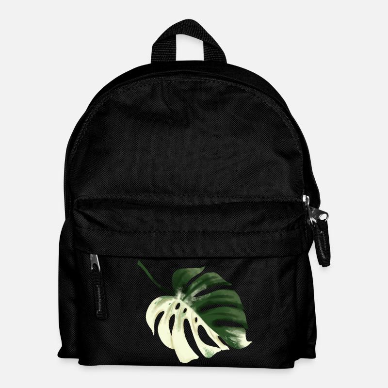 Monstera Premium Design - Kinder Rucksack - Schwarz