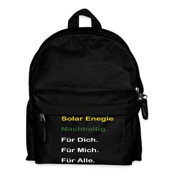 Solar Enegie für alle. Autarker Solarstrom Speiche - Kinder Rucksack - Schwarz - Vorne