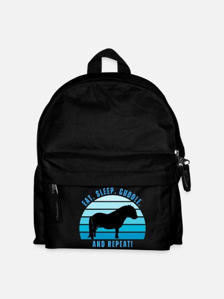 Shetlandpony-Glück - Sonnenuntergang im Retro-Stil - Kinder Rucksack - Schwarz
