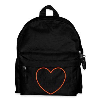 Orange on black heart outline - Kids' Backpack - black - Front
