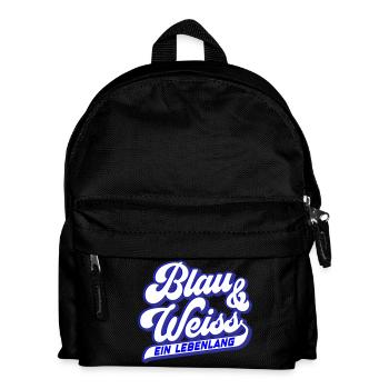 Blau & Weiss ein Lebenlang | Farben änderbar - Kinder Rucksack - Schwarz - Vorne