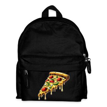 Pizza Cartoon Melting Cheese Funny Design - Kids' Backpack - black - Front