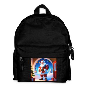 Cartoon Merry Christmas Saint Nicholas Gift - Kids' Backpack - black - Front