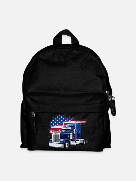 US LKW-Mit Amerika Flagge - Fahrer/Trucker - Kinder Rucksack - Schwarz