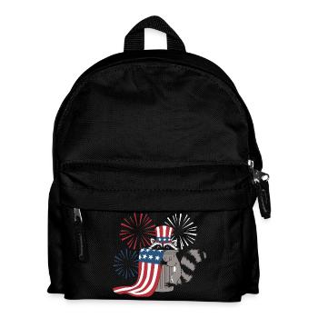 Patriotisches Waschbär-Feuerwerk - Kinder Rucksack - Schwarz - Vorne