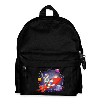 Der Astronaut auf der roten Rakete im All - Kinder Rucksack - Schwarz - Vorne