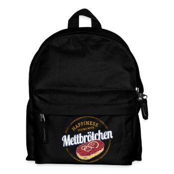 Mettbrötchen Zwiebel Vintage Hackepeter Brötchen - Kinder Rucksack - Schwarz - Vorne