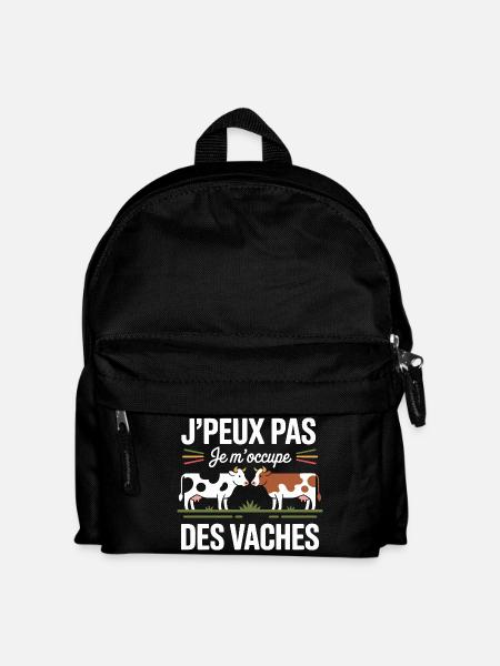 J’peux pas je m’occupe des vaches humour campagne - Sac à dos Enfant - noir