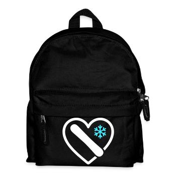 Snowboard Heart Mountain Winter Geschenk - Kinder Rucksack - Schwarz - Vorne