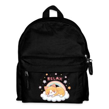 Relaxed Kitten Rainbow on Cloud - Kids' Backpack - black - Front