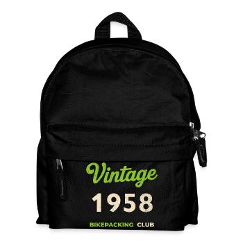 Vintage 1958 – Bikepacking Club Retro Geburtsjahr - Kinder Rucksack - Schwarz - Vorne