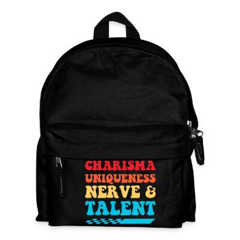 Charisma, Einzigartigkeit, Nerven & Talent - Kinder Rucksack - Schwarz - Vorne