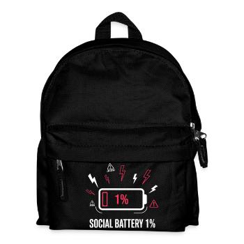 Social Battery 1% Akku - Kinder Rucksack - Schwarz - Vorne