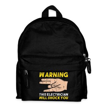 Warning This Electrician Will Shock You Gift Art - Kids' Backpack - black - Front
