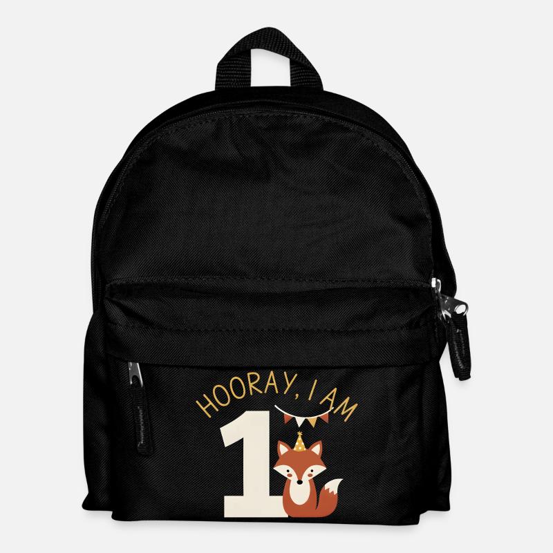 Hurra ich bin 1 Süßer Fuchs Geburtstag - Kinder Rucksack - Schwarz