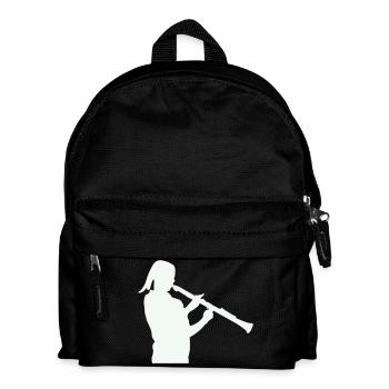 Silhouette mit Klarinette - Kinder Rucksack - Schwarz - Vorne