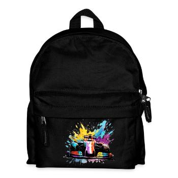 Rennwagen-Geschwindigkeit Bunte Splash-Art-Rennfahrer - Kinder Rucksack - Schwarz - Vorne