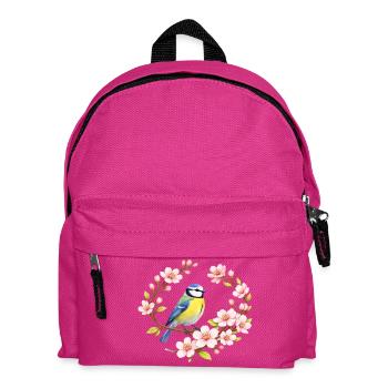 Blue with Cherry Blossoms Spring Motif - Kids' Backpack - fuchsia - Front